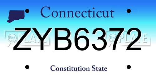 ZYB6372 Connecticut License Plate