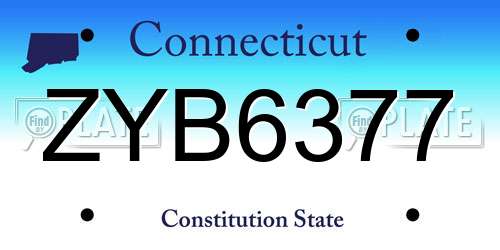 ZYB6377 Connecticut License Plate