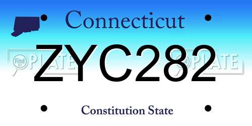 ZYC282 Connecticut License Plate