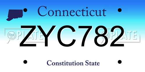 ZYC782 Connecticut License Plate