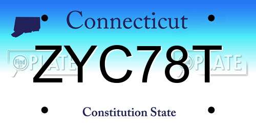 ZYC78T Connecticut License Plate