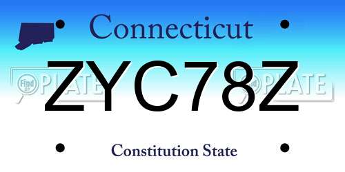 ZYC78Z Connecticut License Plate