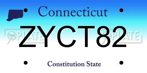 ZYCT82 Connecticut License Plate