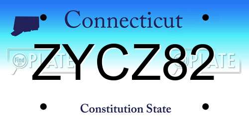 ZYCZ82 Connecticut License Plate