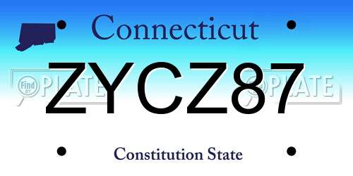 ZYCZ87 Connecticut License Plate