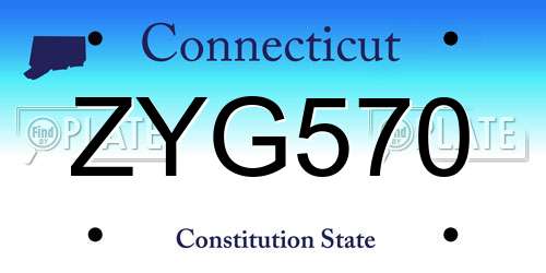 ZYG570 Connecticut License Plate