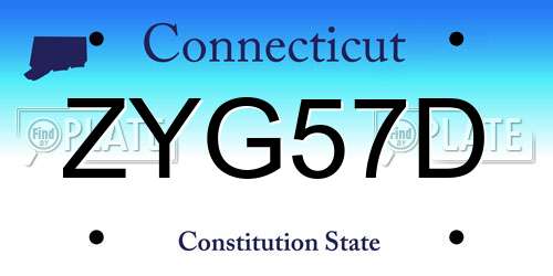 ZYG57D Connecticut License Plate