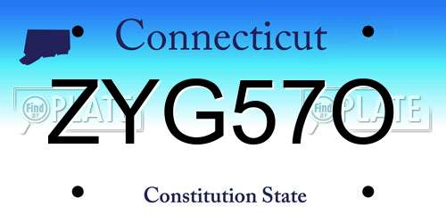ZYG57O Connecticut License Plate