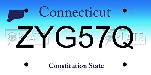 ZYG57Q Connecticut License Plate