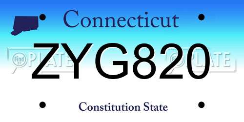 ZYG820 Connecticut License Plate