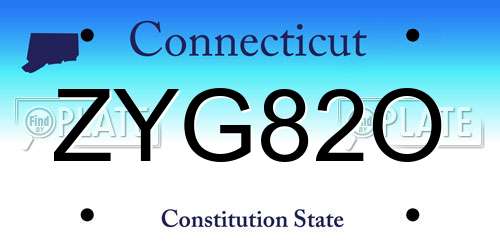 ZYG82O Connecticut License Plate
