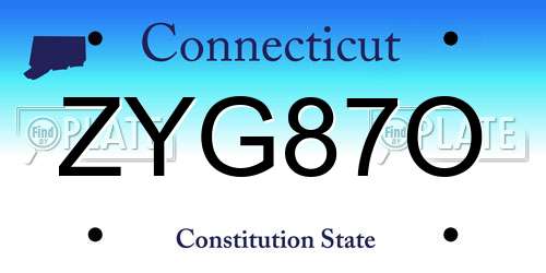ZYG87O Connecticut License Plate