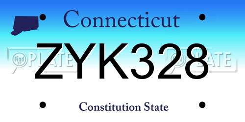 ZYK328 Connecticut License Plate