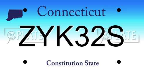 ZYK32S Connecticut License Plate