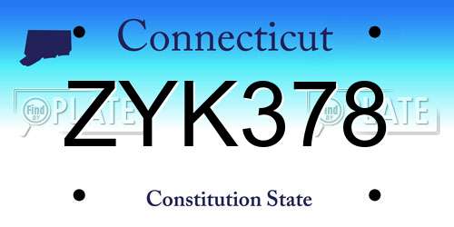 ZYK378 Connecticut License Plate