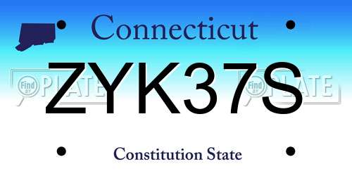 ZYK37S Connecticut License Plate