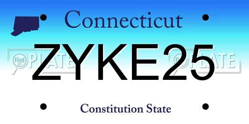 ZYKE25 Connecticut License Plate