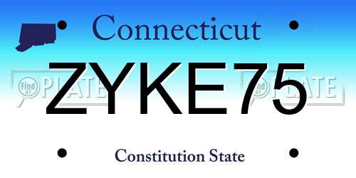 ZYKE75 Connecticut License Plate