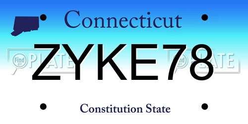 ZYKE78 Connecticut License Plate