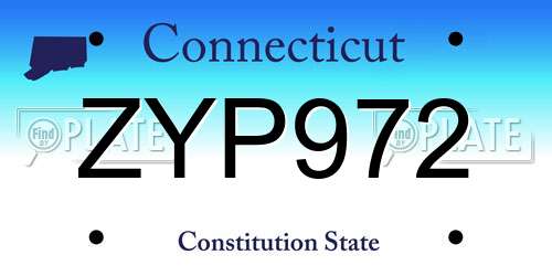 ZYP972 Connecticut License Plate
