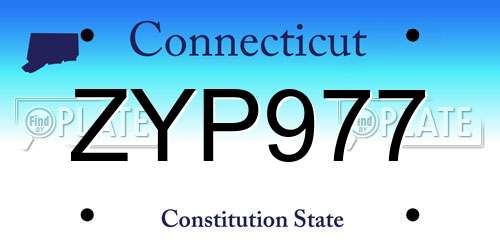 ZYP977 Connecticut License Plate