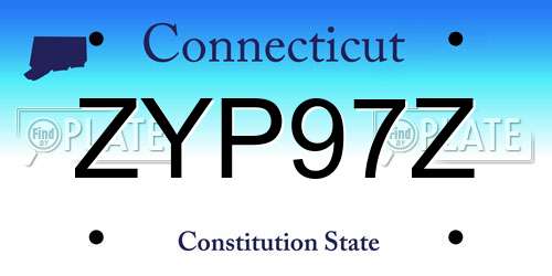 ZYP97Z Connecticut License Plate