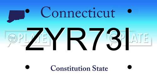 ZYR73I Connecticut License Plate