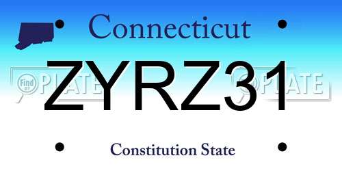 ZYRZ31 Connecticut License Plate