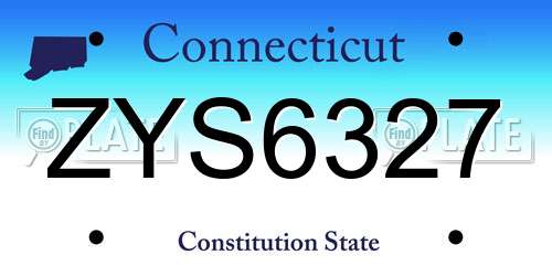 ZYS6327 Connecticut License Plate