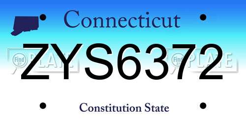 ZYS6372 Connecticut License Plate