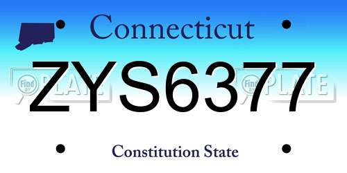 ZYS6377 Connecticut License Plate
