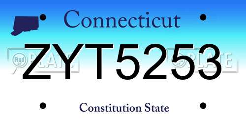ZYT5253 Connecticut License Plate