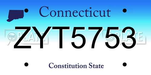ZYT5753 Connecticut License Plate