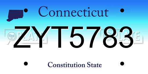 ZYT5783 Connecticut License Plate