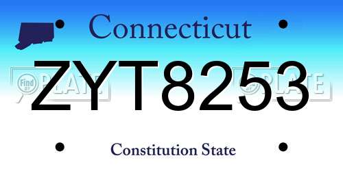 ZYT8253 Connecticut License Plate