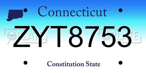 ZYT8753 Connecticut License Plate