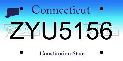 ZYU5156 Connecticut License Plate