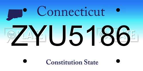 ZYU5186 Connecticut License Plate