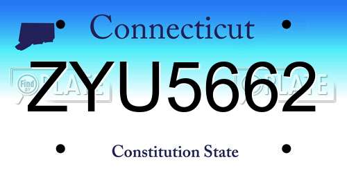 ZYU5662 Connecticut License Plate