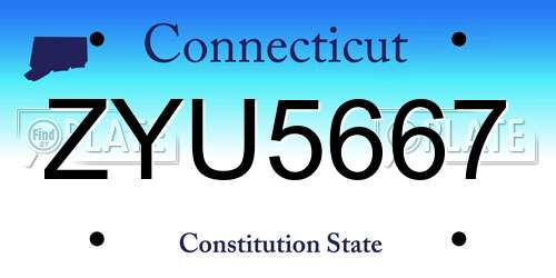 ZYU5667 Connecticut License Plate