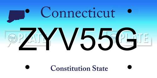 ZYV55G Connecticut License Plate