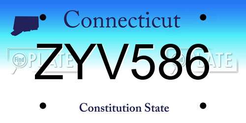 ZYV586 Connecticut License Plate