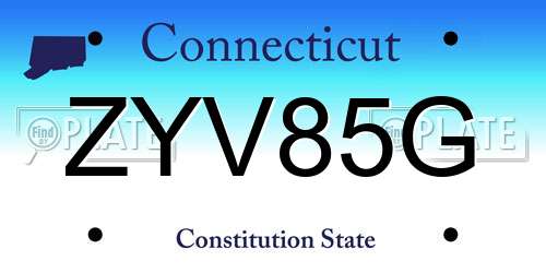 ZYV85G Connecticut License Plate