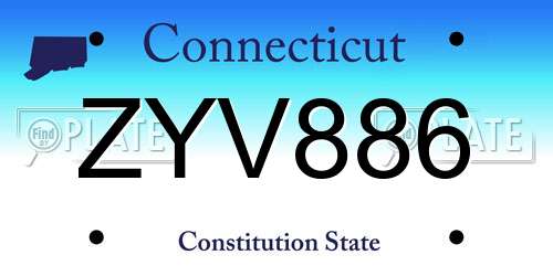 ZYV886 Connecticut License Plate