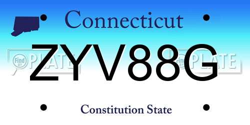 ZYV88G Connecticut License Plate