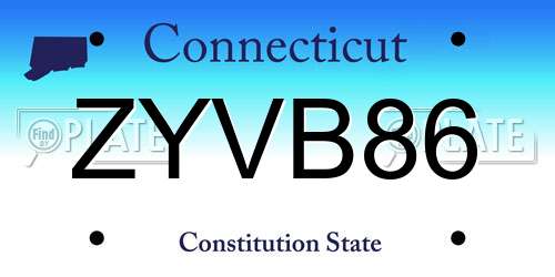ZYVB86 Connecticut License Plate