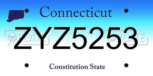 ZYZ5253 Connecticut License Plate