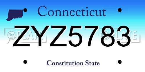 ZYZ5783 Connecticut License Plate