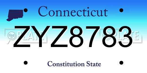 ZYZ8783 Connecticut License Plate