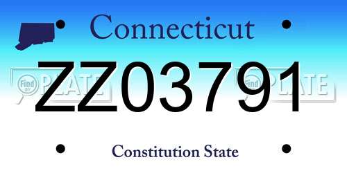 ZZ03791 Connecticut License Plate